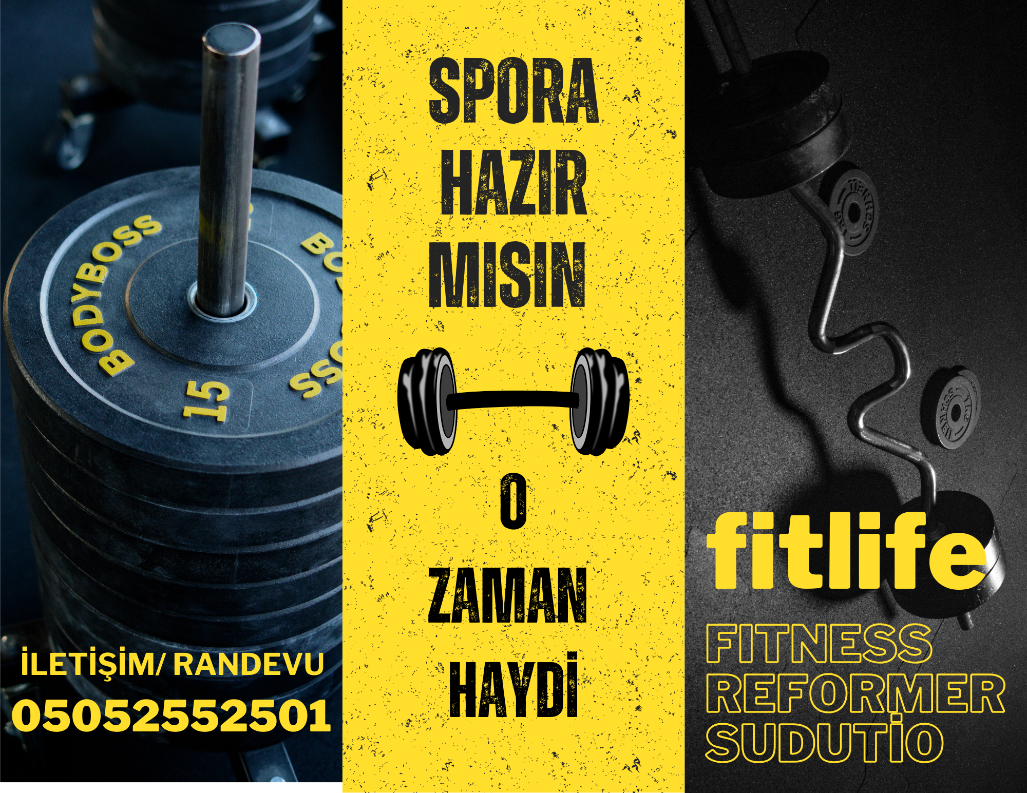 Siyah SarÄ± GÃ¶rselli Spor Salonu GYM BroÅÃ¼r